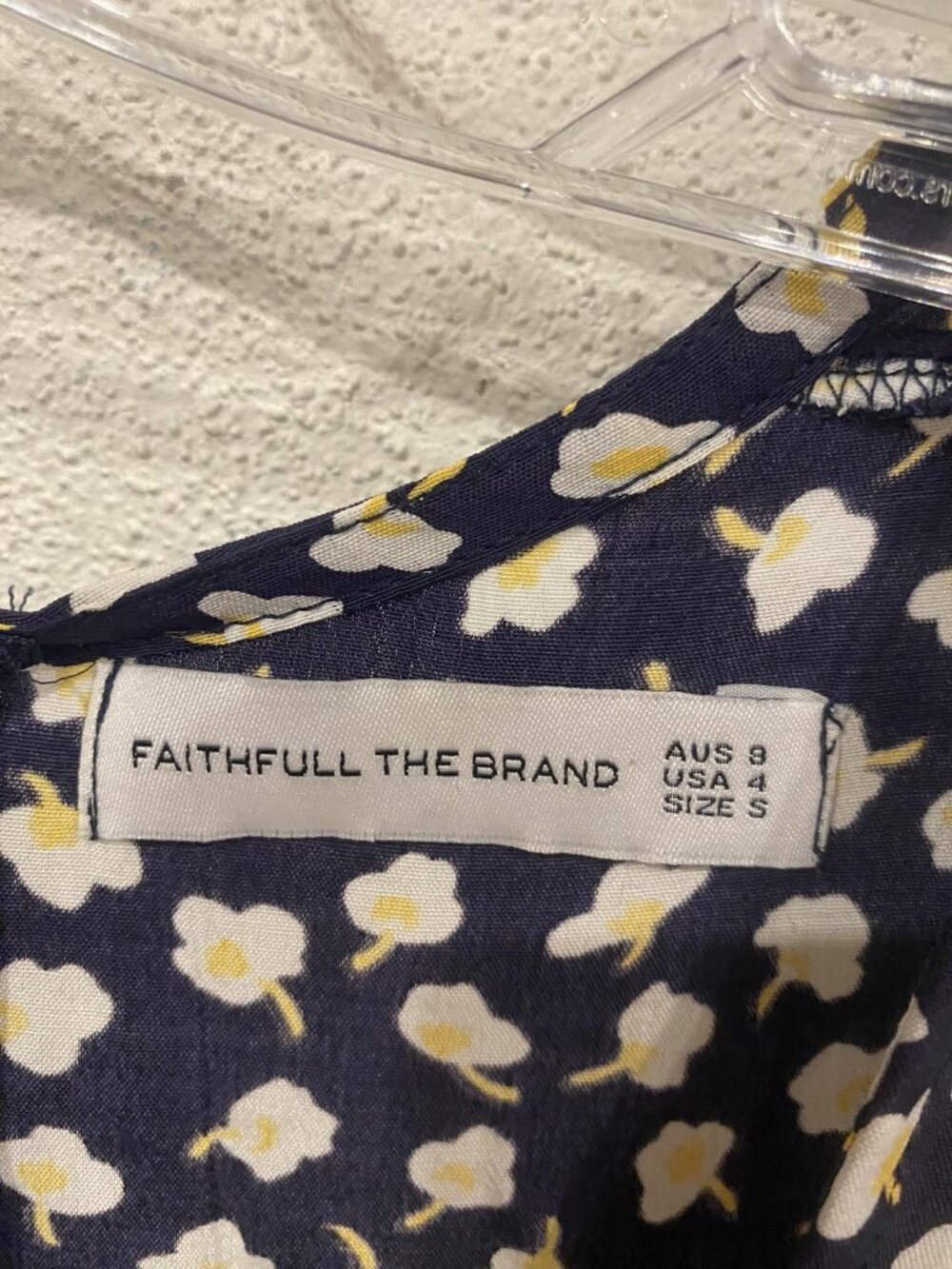 Faithfull The Brand Brigit Dress Womens Small Blue Floral Mini 3/4 Sleeve - Picture 3 of 5